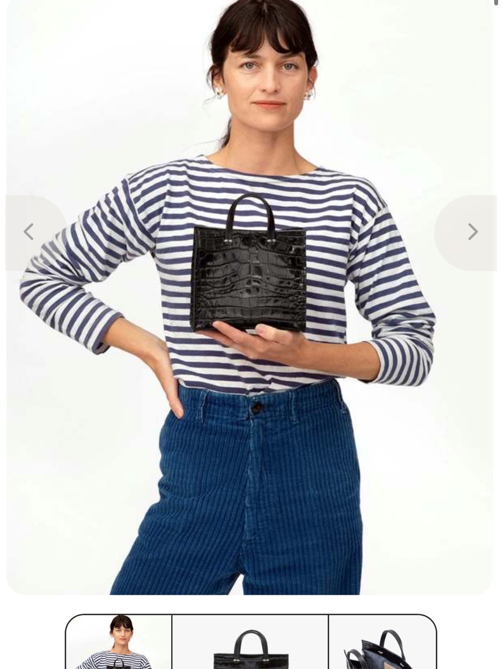 Black Croco simple tote bebeEmbossed Leather Tote Bag with Strap